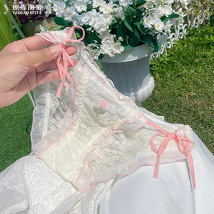 女性感少女三角裤 瑶瑶闺蜜甜美纯欲风高开叉系带新款 蕾丝日系内裤