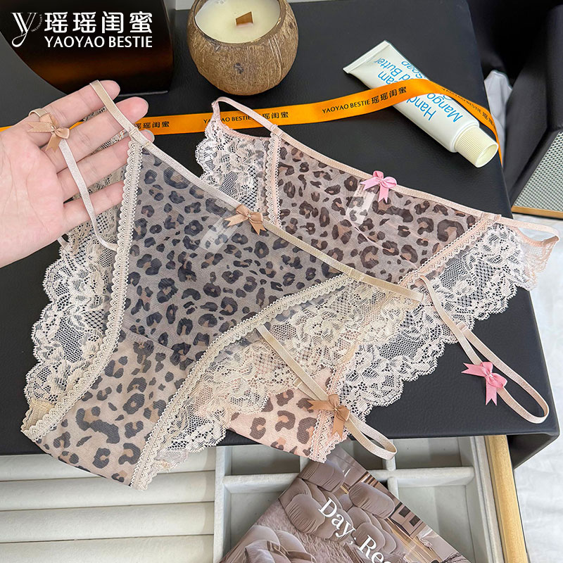原创设计豹纹火辣透明内裤