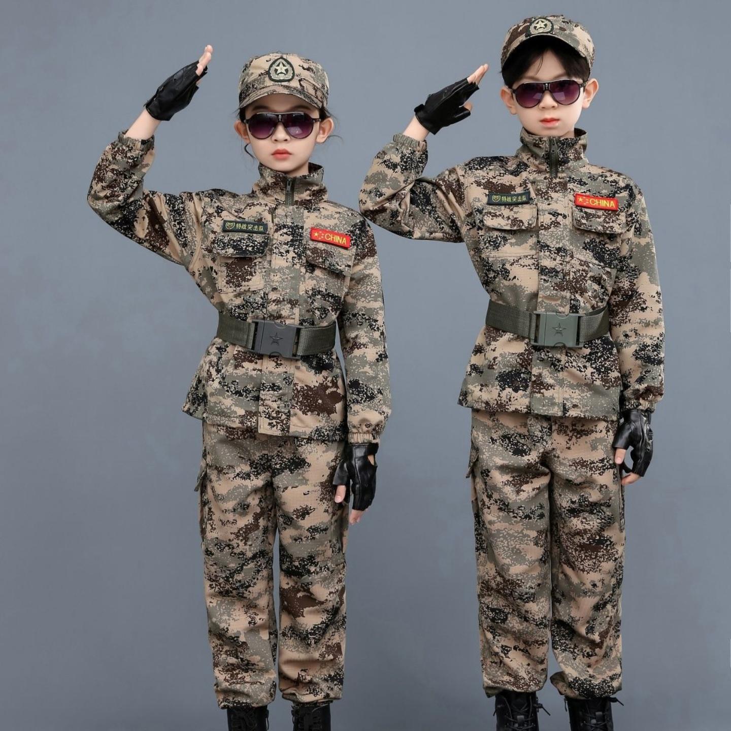 儿童迷彩服套装|军装风夏令营