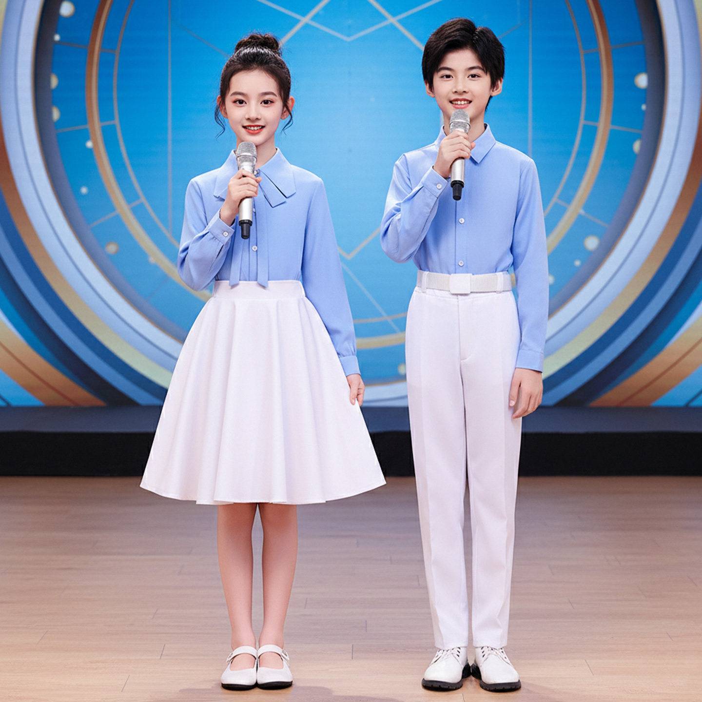 儿童初中小学生爱国朗诵演出服