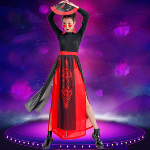 扇子舞蹈演出服古典舞中国风国潮现代爵士舞表演服￼团购歌舞