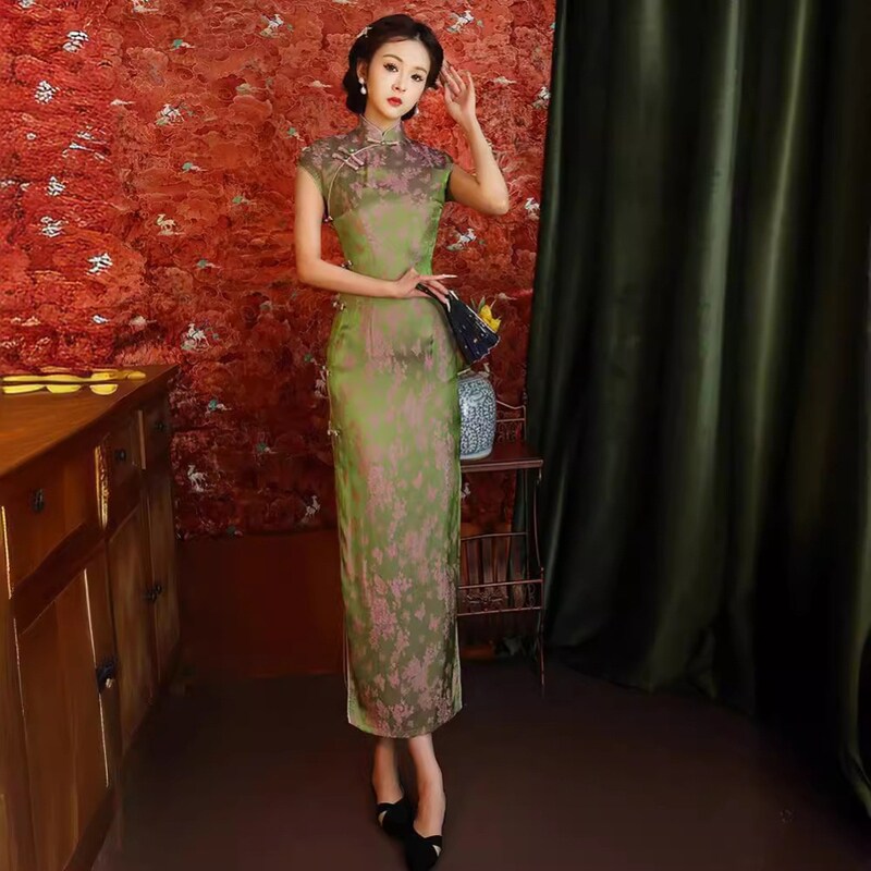 绿色旗袍新款2026新款女改良