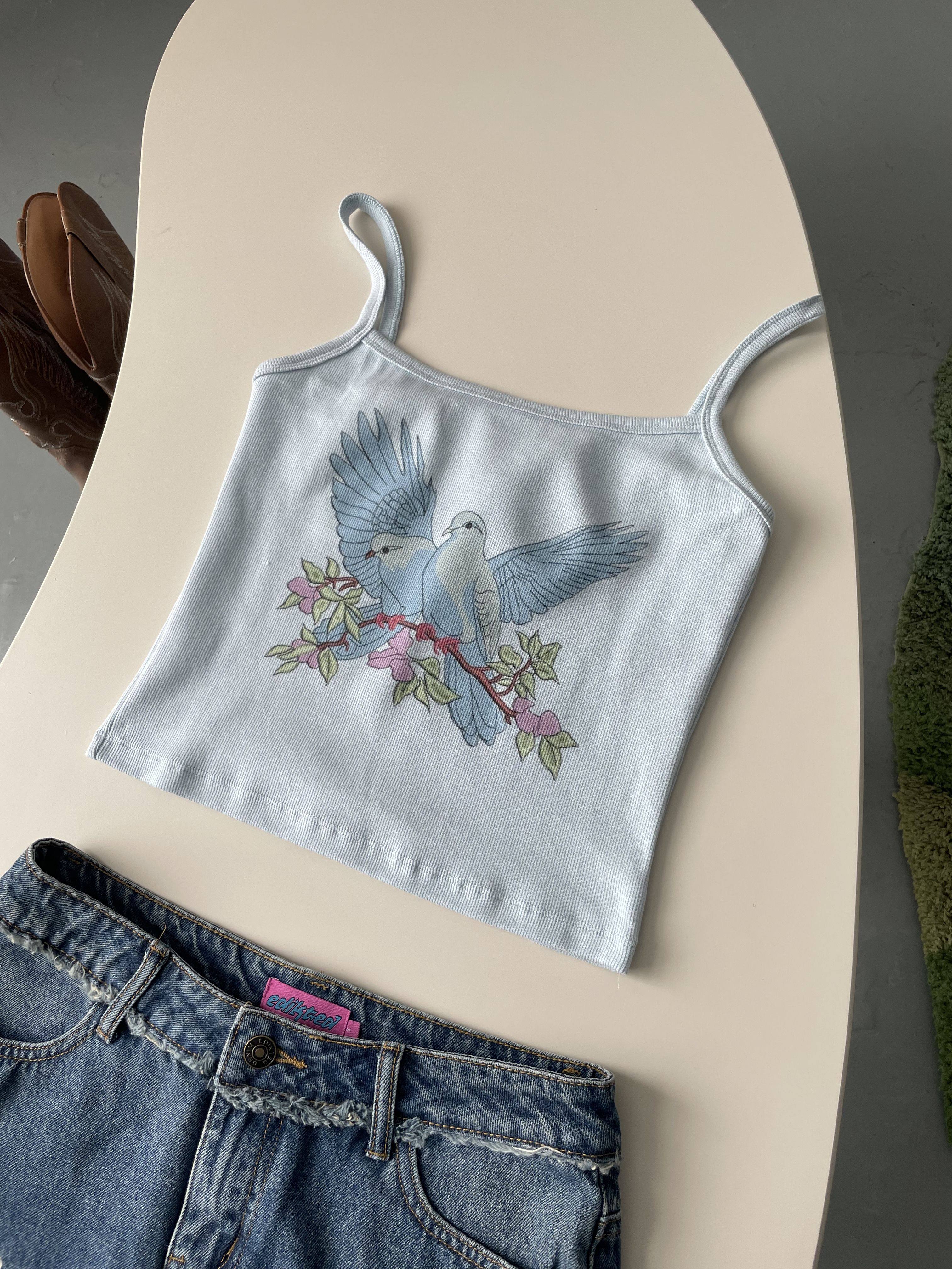 thumbnail for Cat Cat Go Blue Animal Print Camisole Slim Fit American Vintage Print Cropped Babes Top