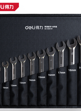 deli得力DL130010T镜面两用扳手套装10件套(银)(套)