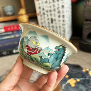 米黄汝窑茶杯主人杯奥特曼陶瓷泡茶杯功夫品茗杯家用喝茶茶盏单杯