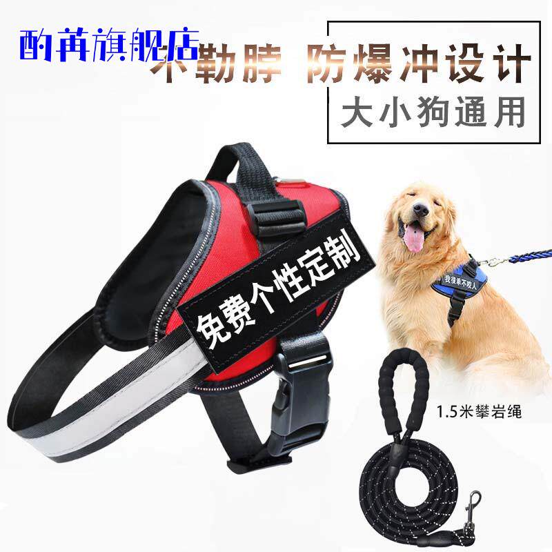 小狗牵引绳网红背心式幼犬中型犬大型犬金毛泰迪遛狗绳加粗狗链