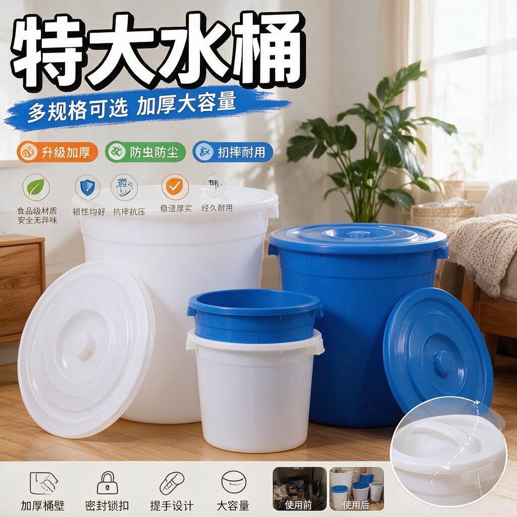 腌酸菜专用桶塑料胶桶白色大容量家用储水桶特大号加厚带盖发酵桶