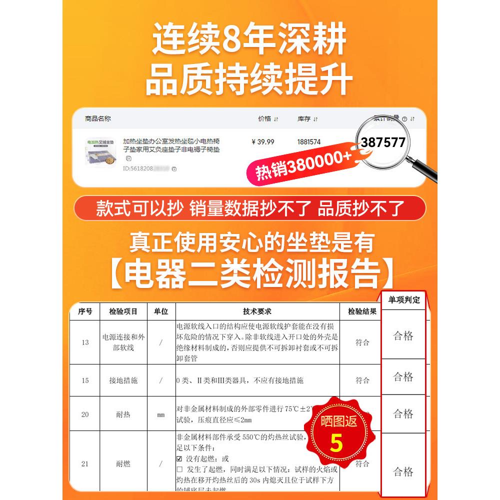 电加热坐垫加热坐垫办公室发热坐毯小电热椅子垫家用艾灸座垫子非