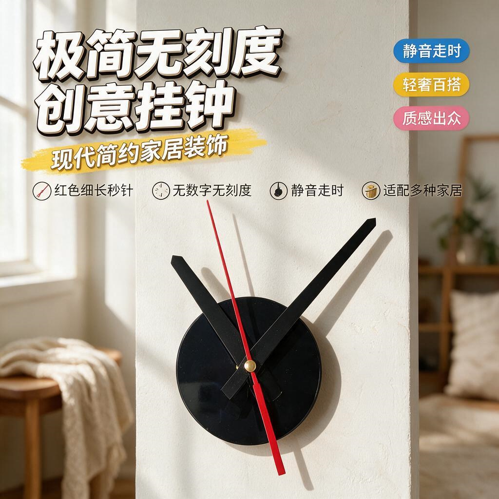 表针现代钟表机芯带指针挂墙表盘时钟时针简约时尚卧室个性配件
