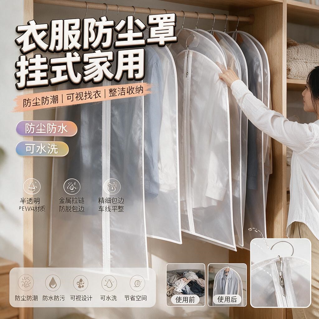 婚纱防尘罩秀禾礼服汉服防尘袋大衣西服罩透明衣服套收纳袋大拖尾