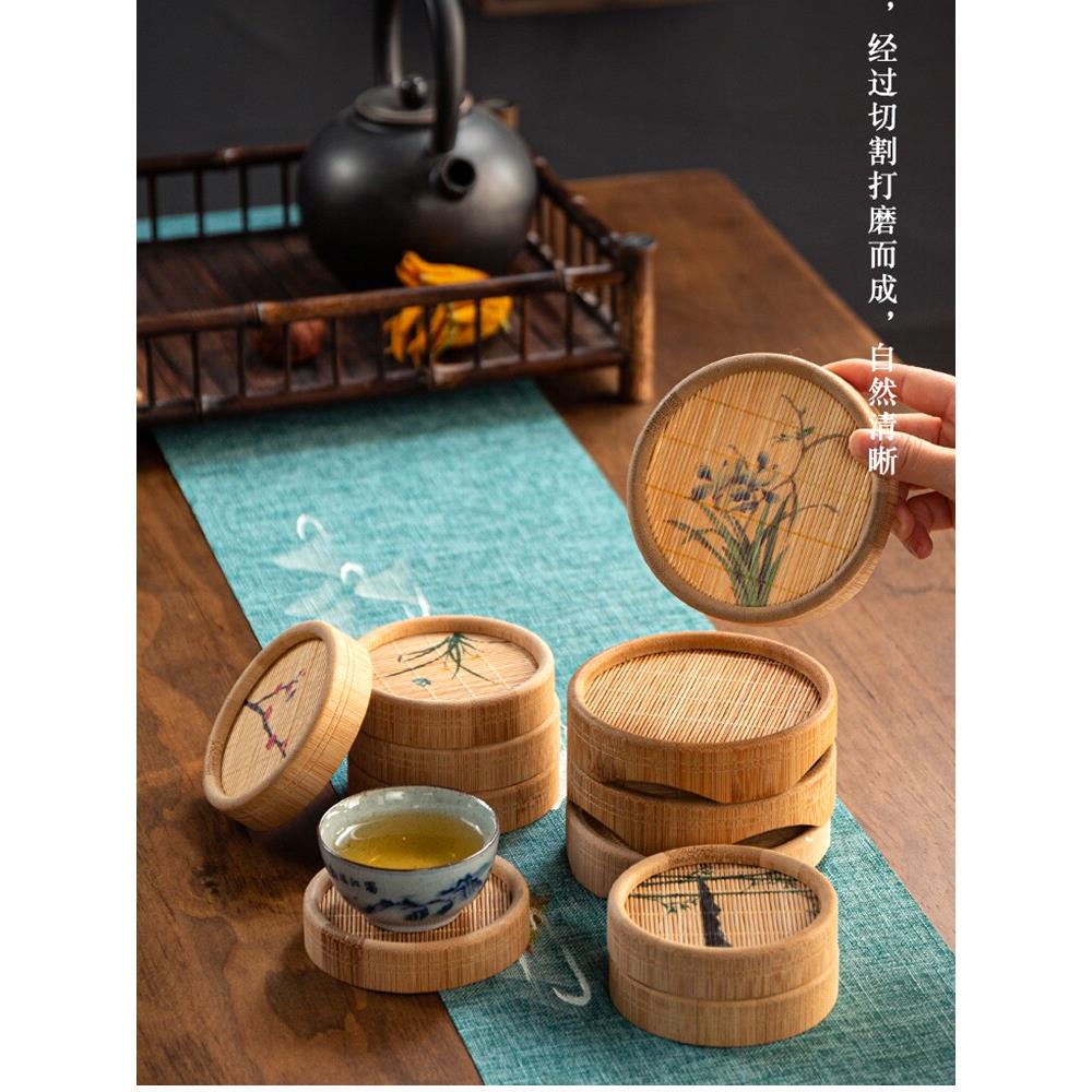 吸水杯垫国风新中式复古功夫茶具速干茶杯托茶桌隔热杯垫复古杯垫