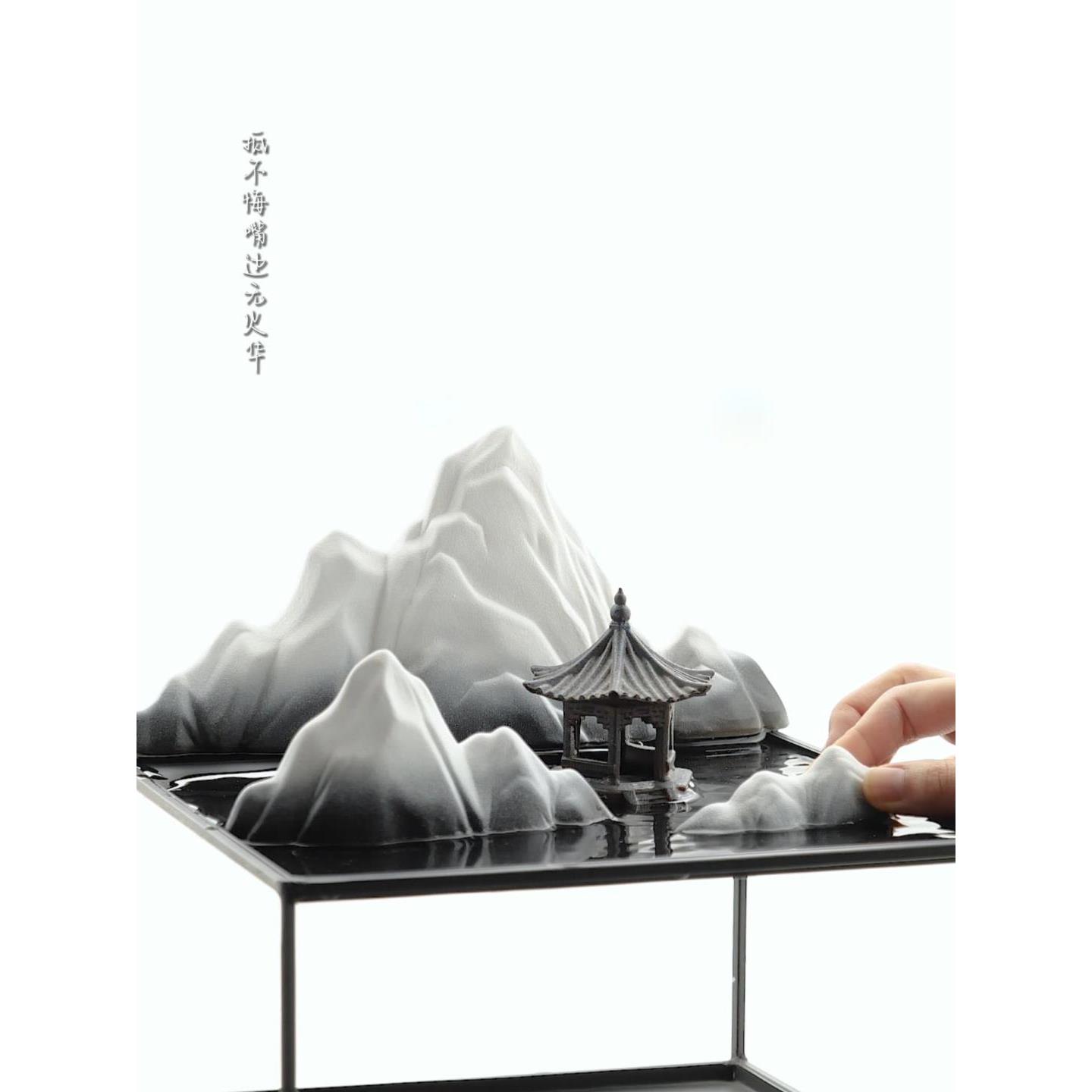 新品六角亭凉亭宝塔摆件中式盘景微景观假山鱼缸造景花盆装饰配件