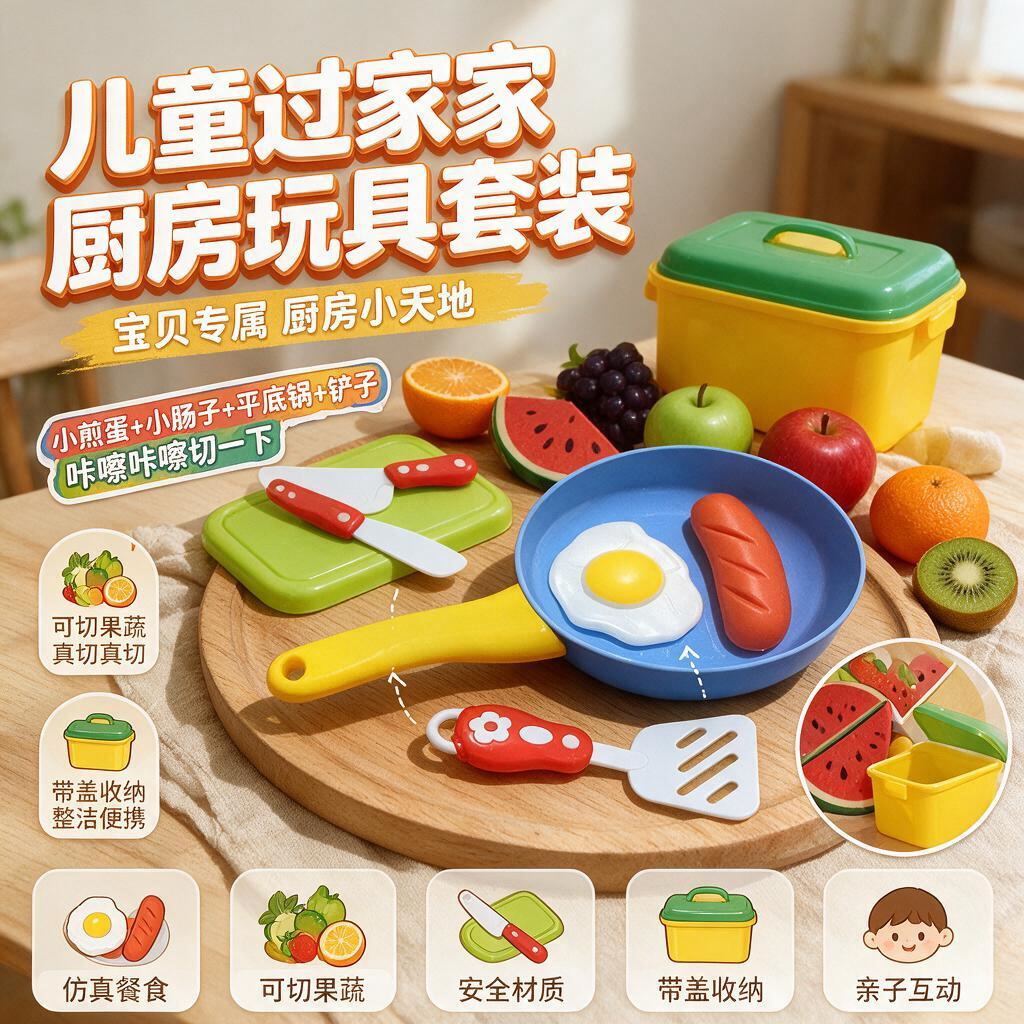 儿童切菜过家家玩具厨房披萨切水果蔬菜仿真套装男女孩果蔬切切乐