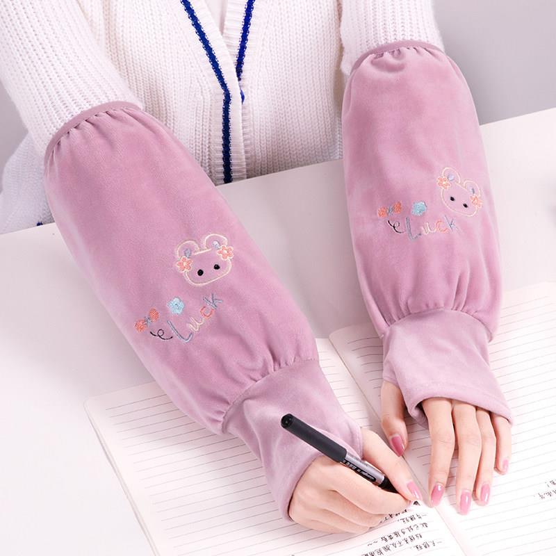 女手套袖套二合一长款套袖家用秋冬护袖短款韩版上班成人可爱