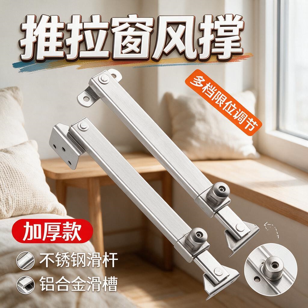 顶谷铝合金窗伸缩风撑窗户固定限位器平开门窗防风撑杆塑钢窗支撑