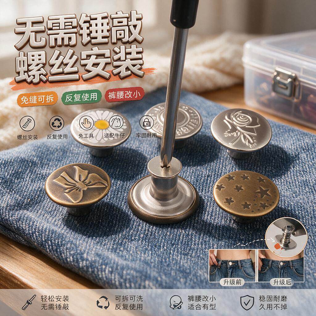 牛仔裤纽扣免钉扣钉可拆卸改腰围大小收腰神器裤子免缝收腰调节子