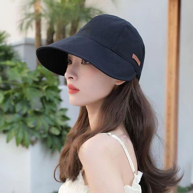 遮阳帽女春夏防晒帽子韩版潮百搭日系小众大檐鸭舌帽遮脸渔夫帽子