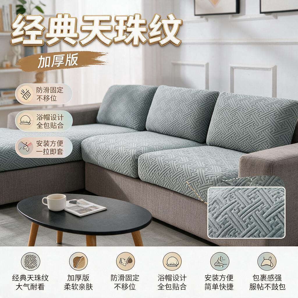 客厅沙发保护套罩加厚弹力布垫2026抗菌防螨通用型垫防猫抓飘窗笠