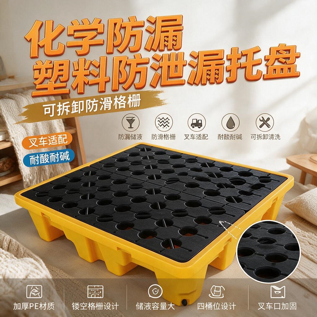 防渗漏托盘危废塑料叉车单二四桶防泄漏平台化学品机油桶盛漏卡板