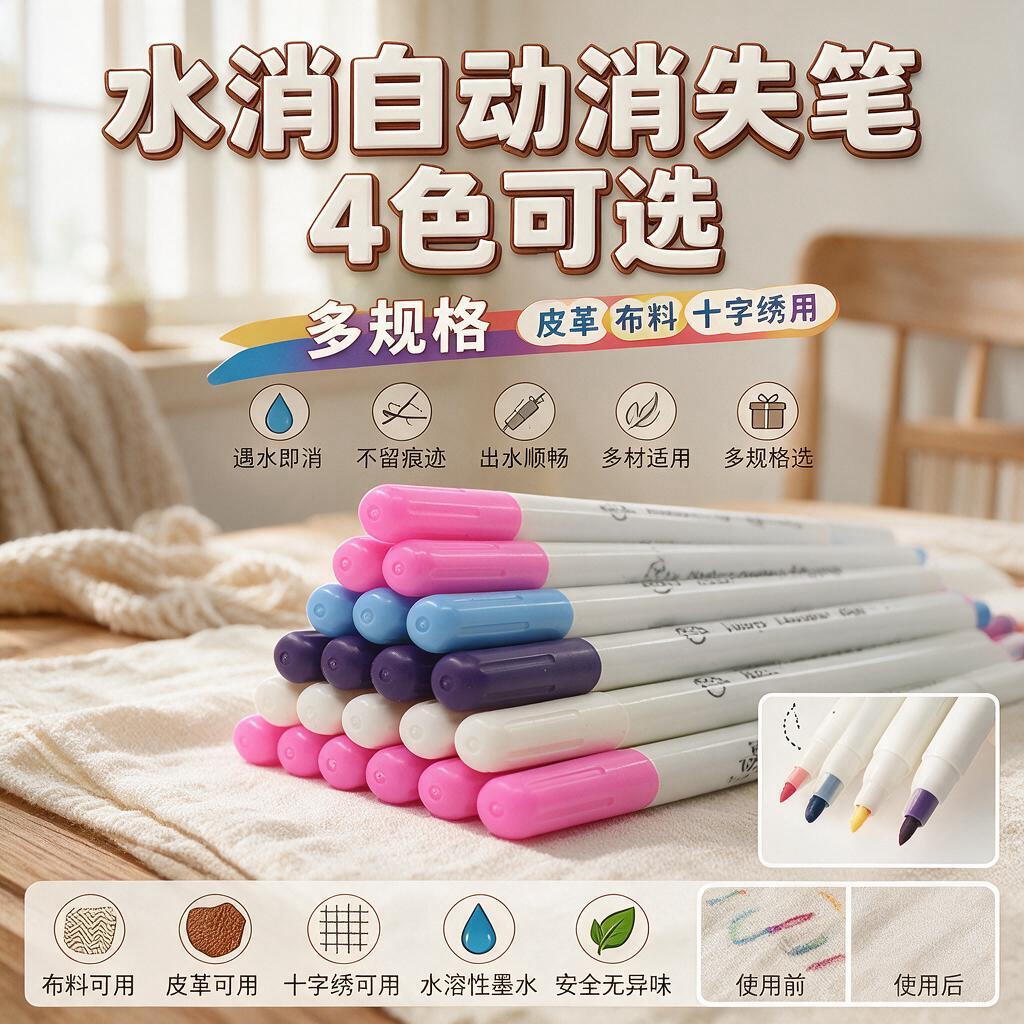 水消笔水溶水解服装专用气消色褪退色裁缝布用十字绣布料水洗消失