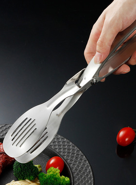 304不锈钢加厚食品夹子沙拉夹子家用多功能厨房面包夹牛排夹多用