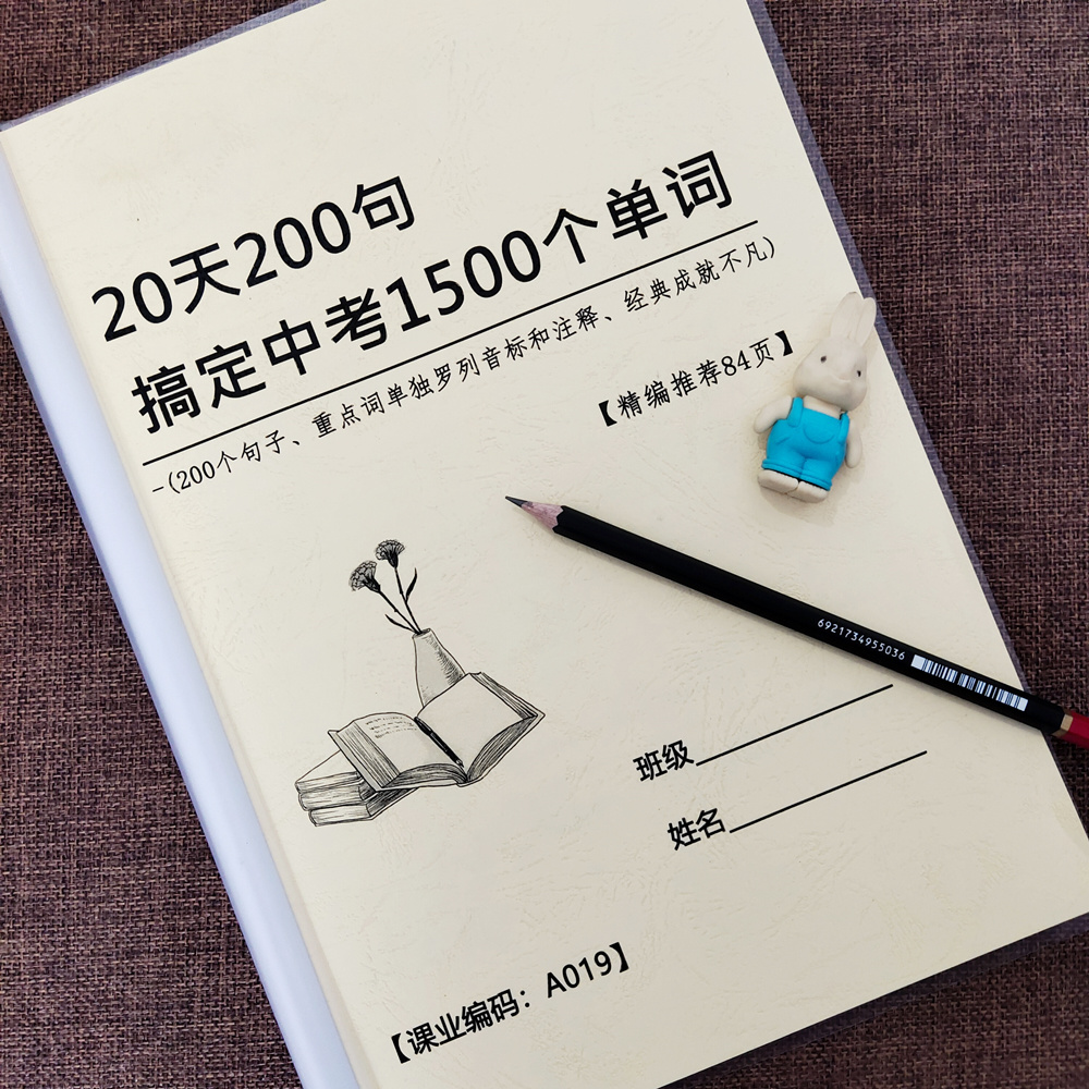 20天200句搞定1500个中考单词七八九年级会考中考英语提升作业本