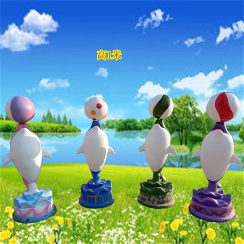 玻璃钢海豚雕塑树脂彩绘动物雕塑海洋馆主题雕塑商场步行街