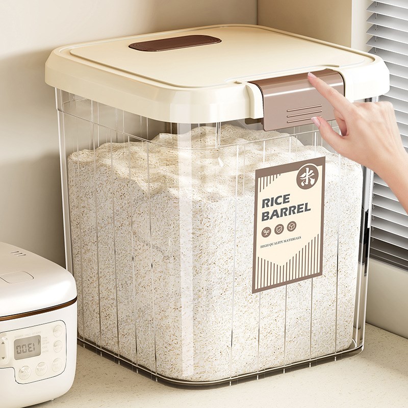 滑轮可移动米桶透明桶防虫防潮密封储米罐加厚大容量杂粮面粉桶