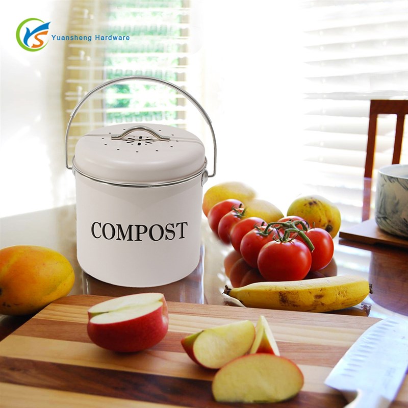 6.5L厨余收纳垃圾桶 compost bin镀锌铁金属家用厨房垃圾桶