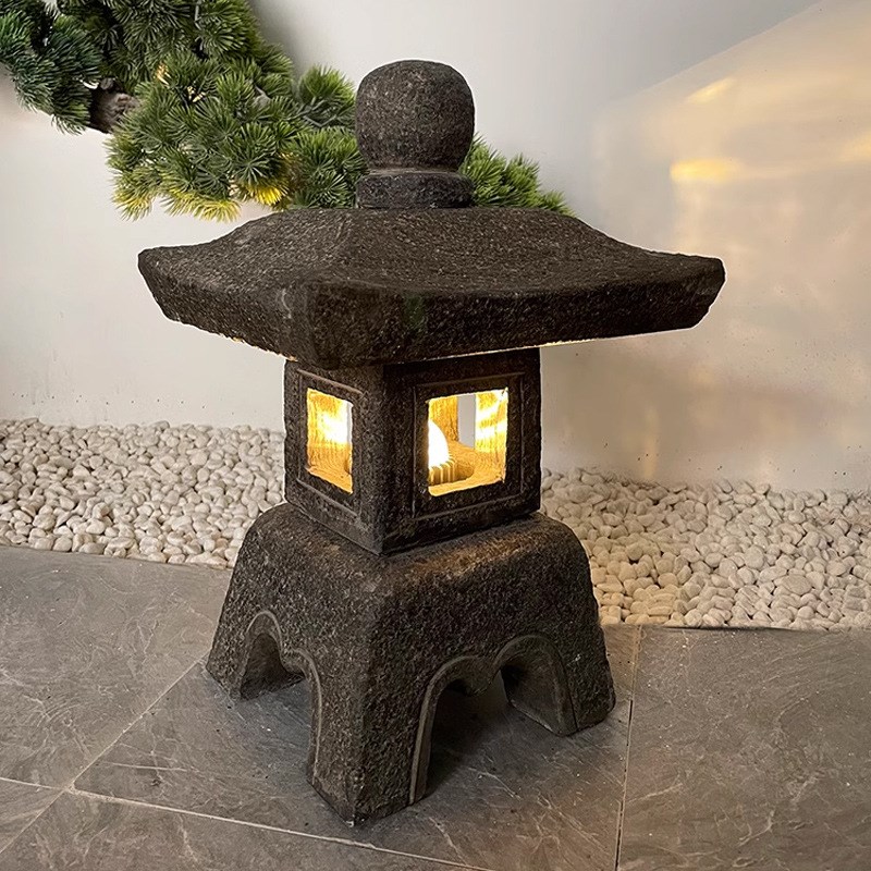 石灯笼日式庭院灯中式石头灯电石灯户外花园林枯山水景观石灯摆件