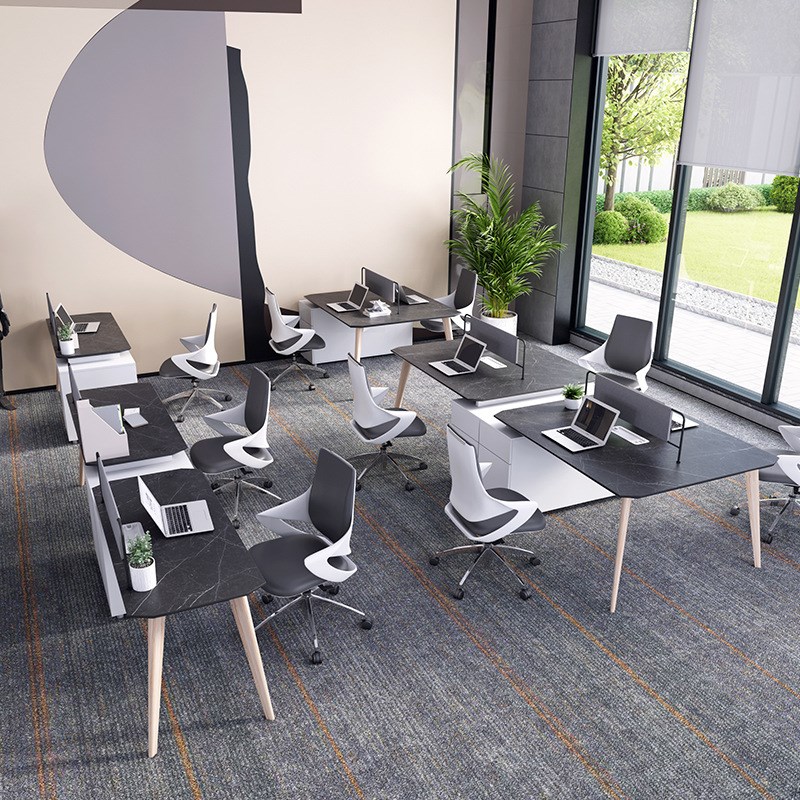 职员办公桌椅组合四人位屏风工位员工屏风隔断员工电脑桌卡座