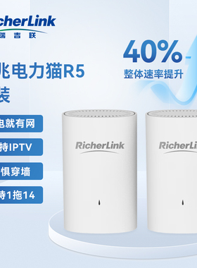 RicherLink 千兆扩展PLC电力猫增强版套装AX3000家用无线子母分布式路由器免布线支持IPTV机顶盒电力线