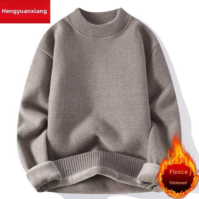 恒源祥男士毛衣冬季加绒加厚保暖不起球新款纯色百搭半高领羊毛衫