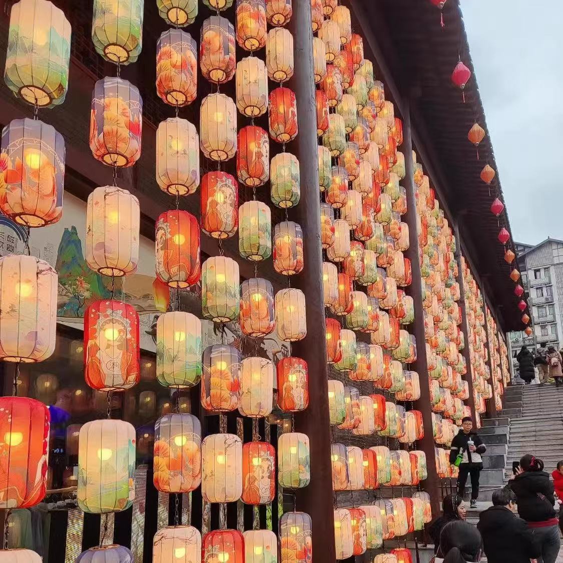 新中式国潮灯笼冬瓜布艺吊灯户外防水景区装饰创意市集古风灯笼墙