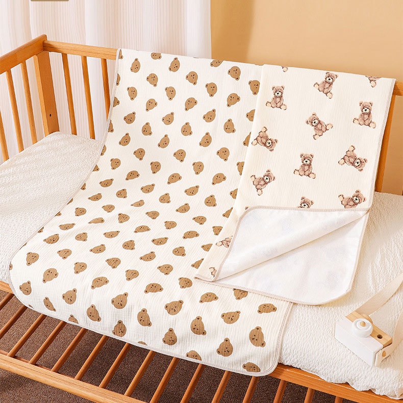 2025新款透气宝宝防水婴儿床单大尺寸隔尿垫儿童防滑棉纱布易清洗