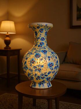 积木拼图花青花瓷国风3D立体摆件客厅装饰儿童益智玩具生日礼物