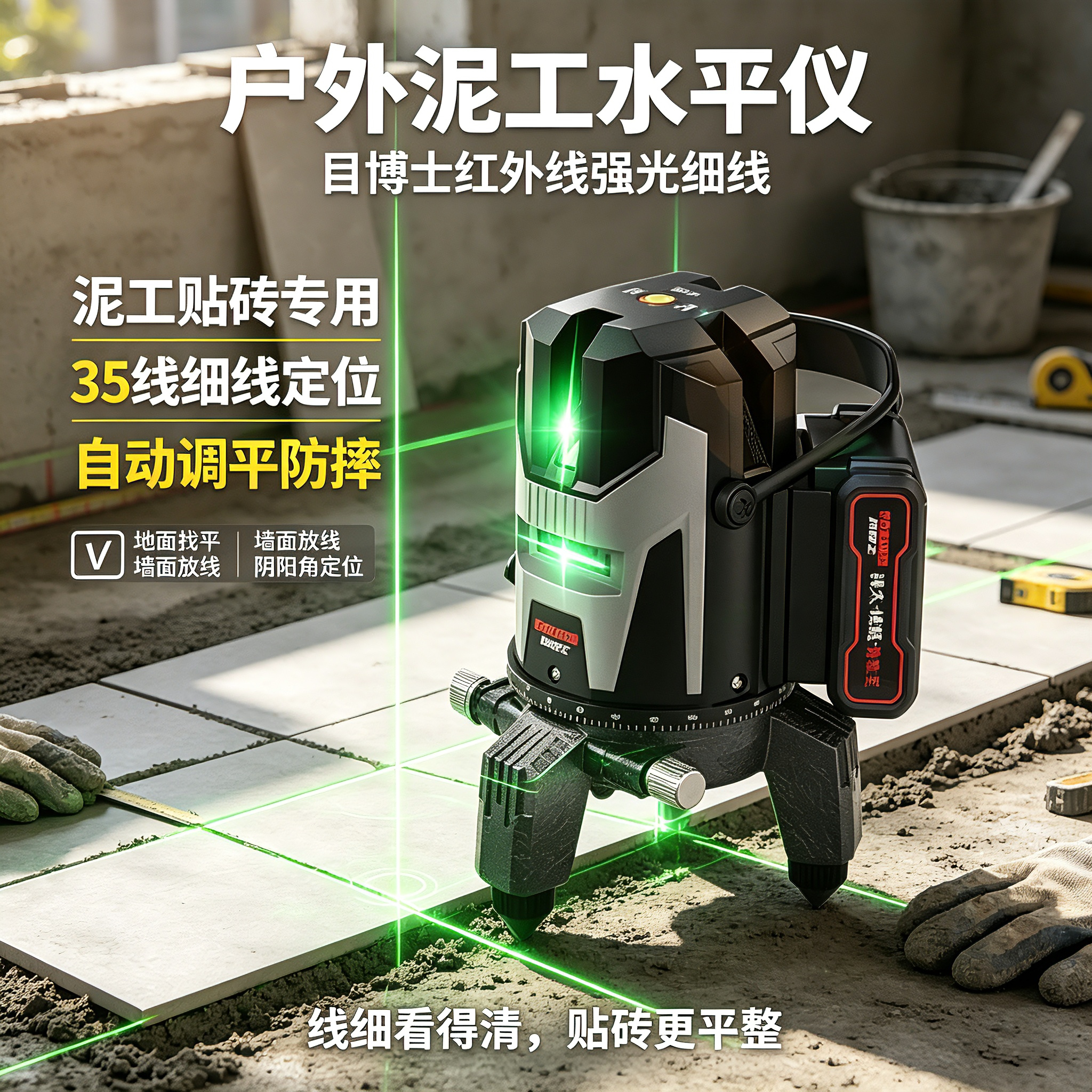 户外泥工水平仪红外线目博士强光