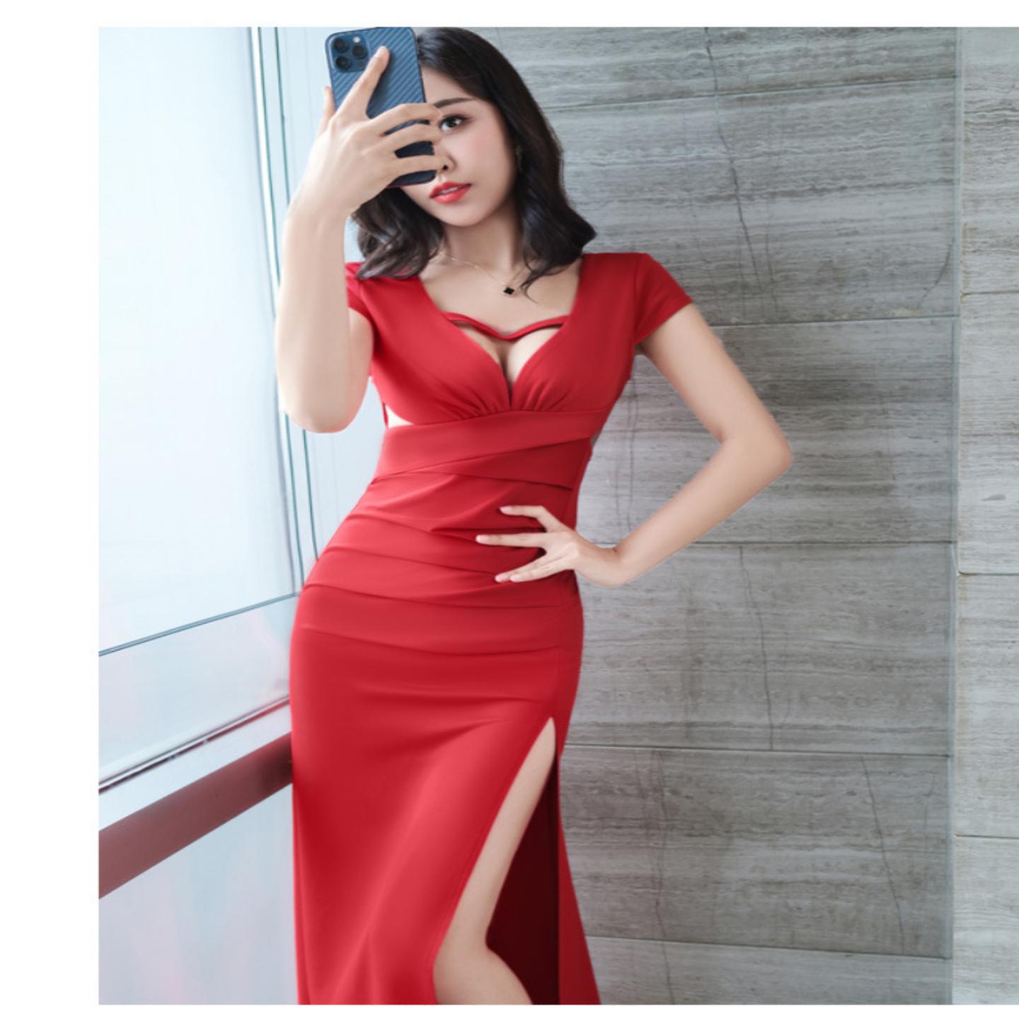 长晚礼服性感收身显瘦深V开叉