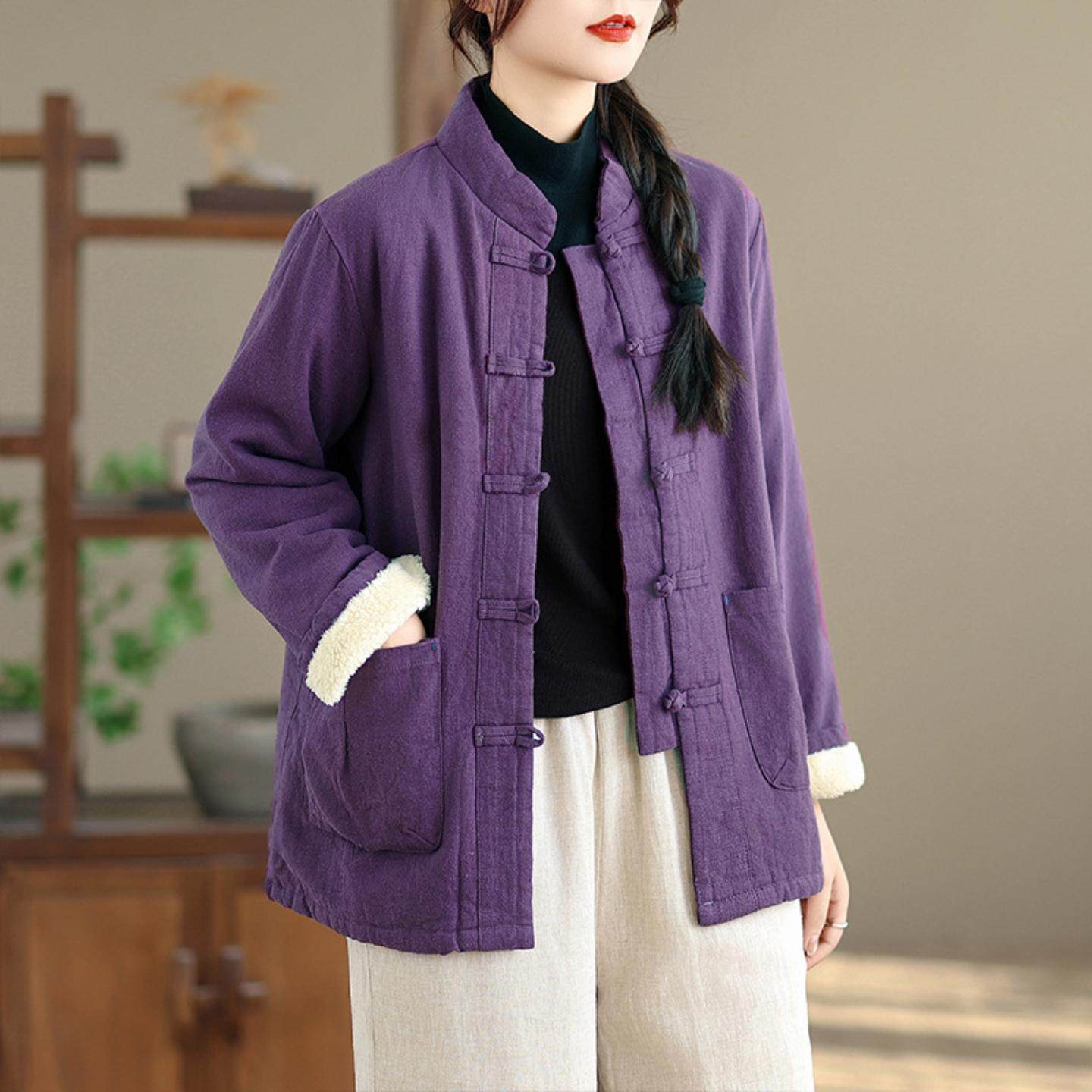 实拍现货秋冬新款立领盘扣新中式国风国潮羊羔毛外套加绒加厚棉袄,女装/女士精品,常规大码外套,淘宝优惠券,粉丝福利购,淘宝优惠卷