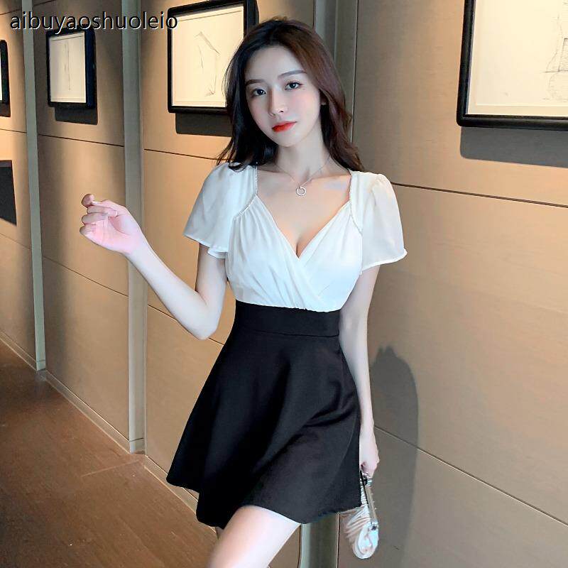 夜总店性感低胸减龄遮肚子连衣裙夏夜总会女装spa足浴技师工作服