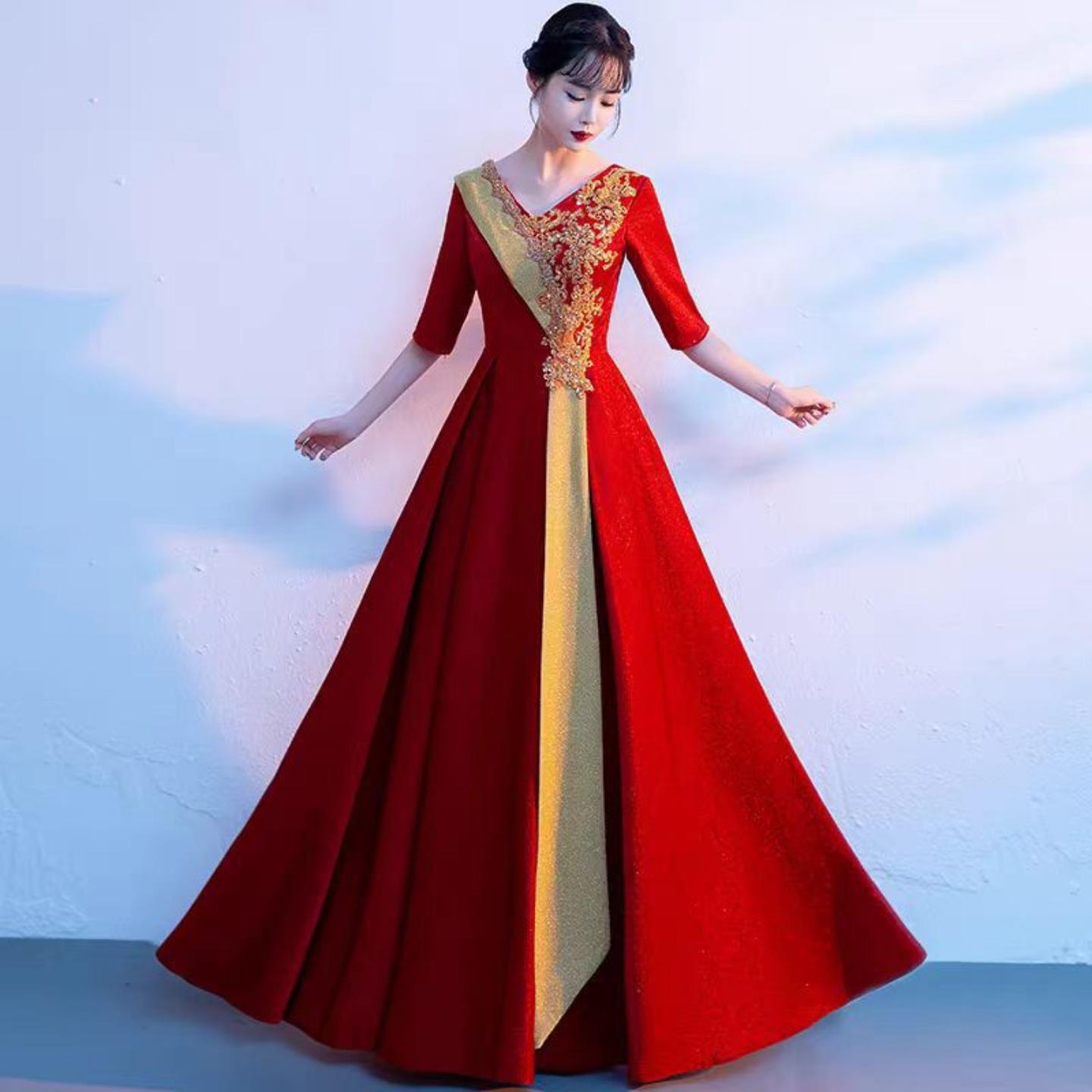 2024新款中老年合唱礼服裙主持人