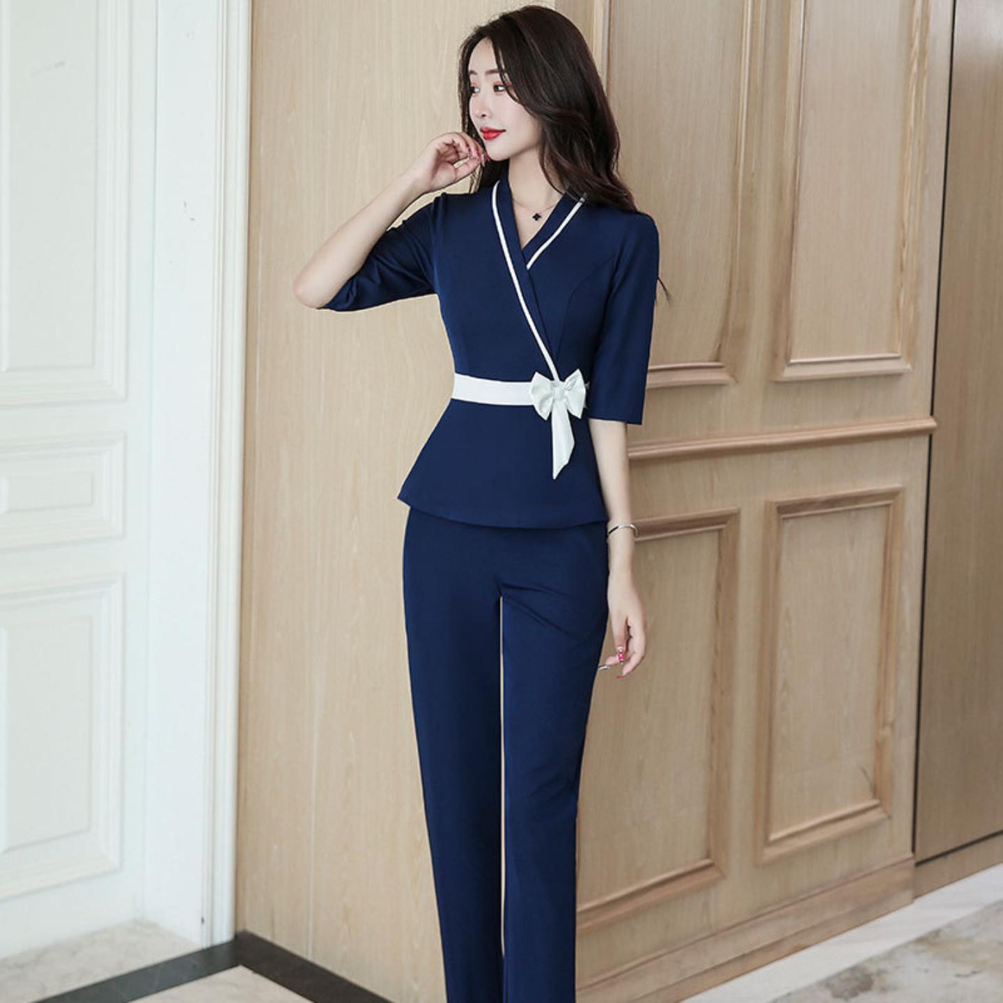 新款美容院工作服秋冬套装裤子女