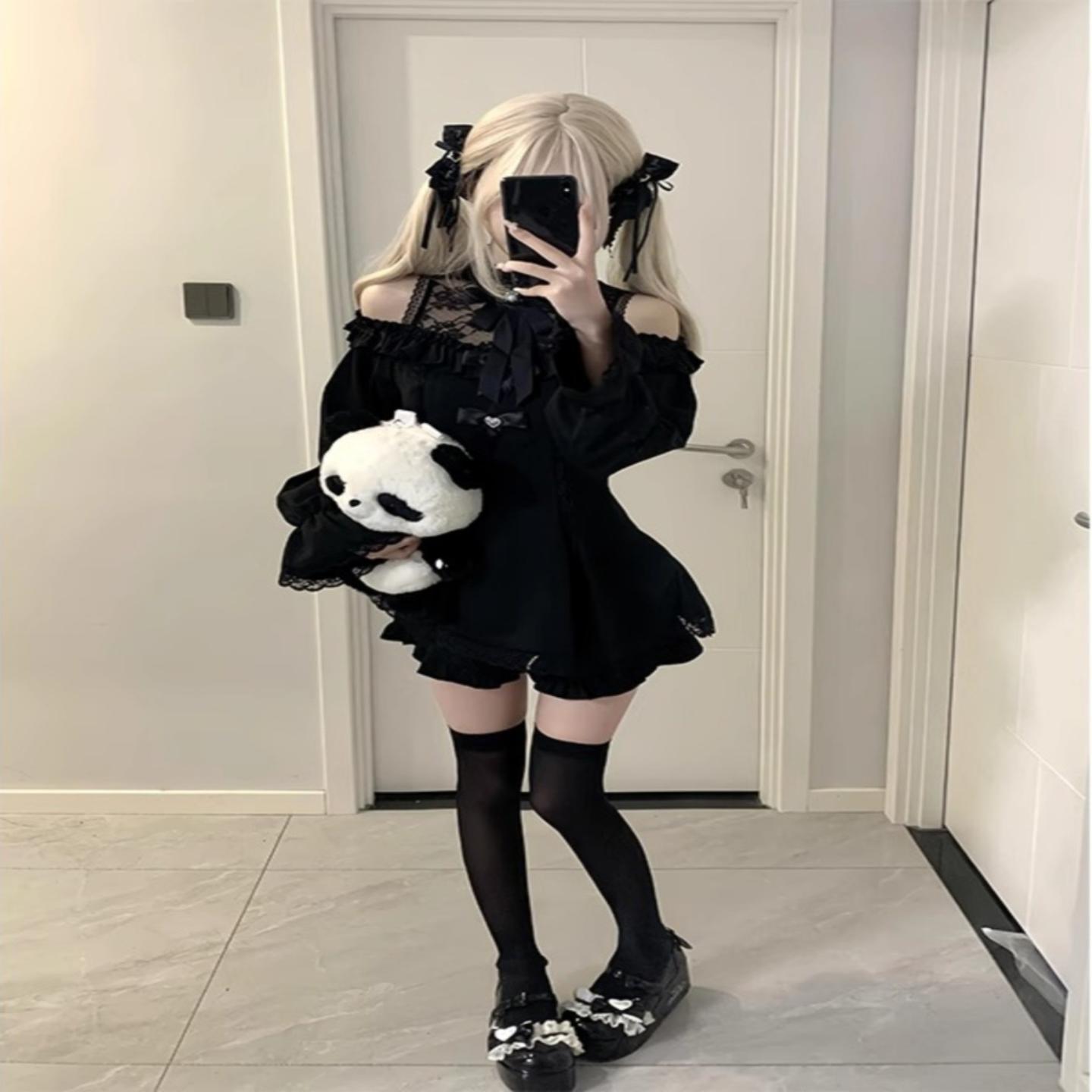 日系暗黑学院风jk制服蕾丝套装腰