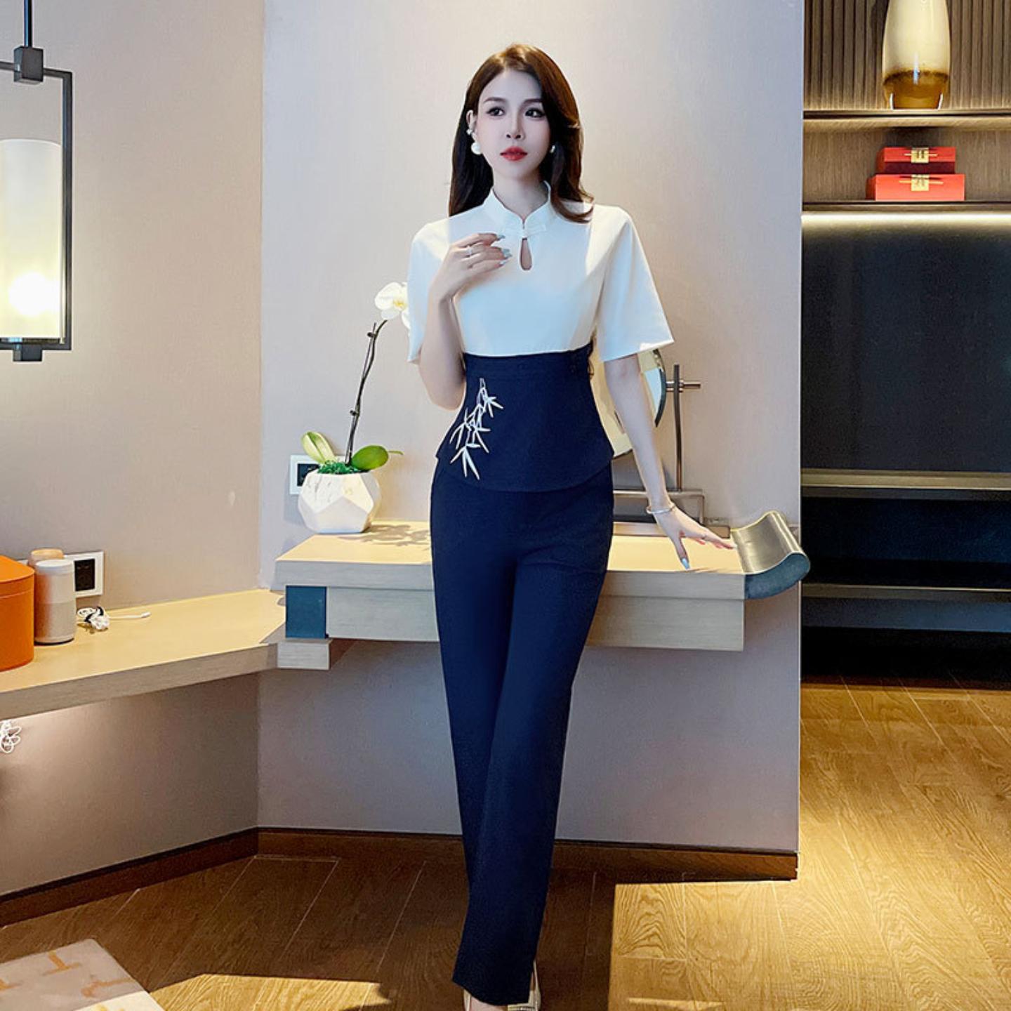 足浴养生馆技师工作服夏季新中式