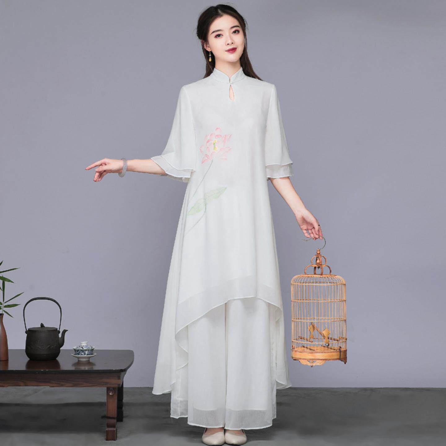 2269实拍2020中国风唐装套装茶服