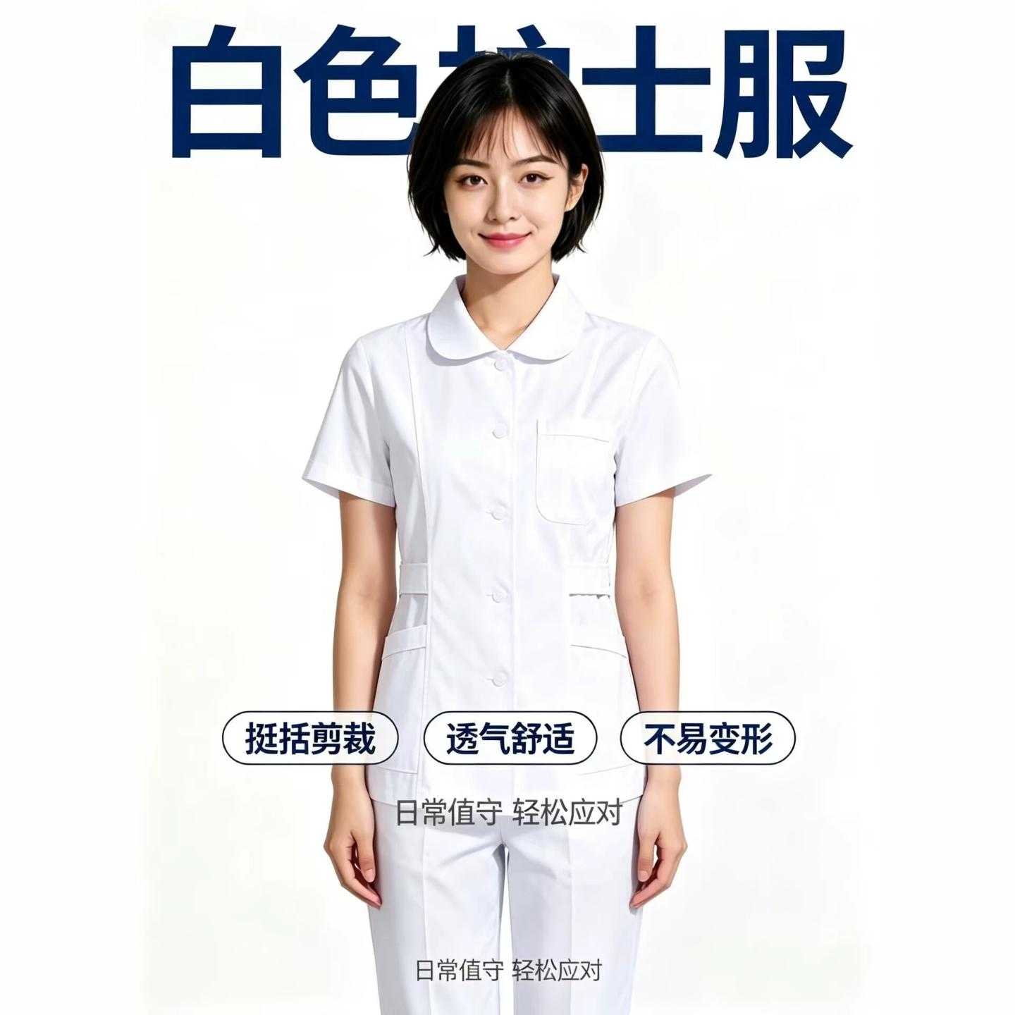 护士服女长袖娃娃领药店美容院师
