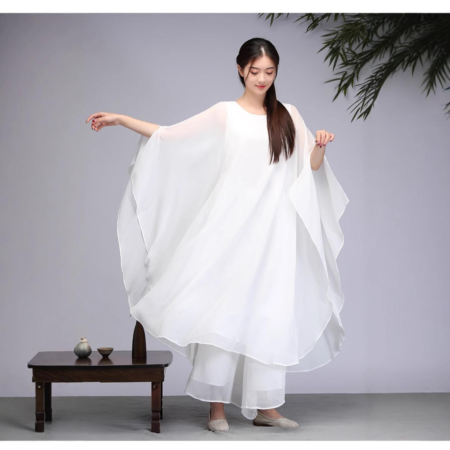 双层白色禅舞服套装仙女飘逸