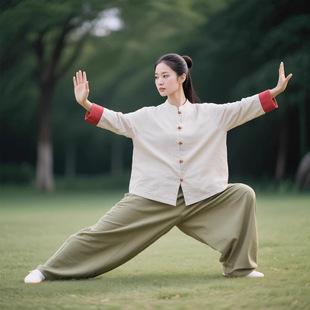 年轻太极服女款棉麻禅意佛系女装新中式盘扣开衫外套八段锦练功服