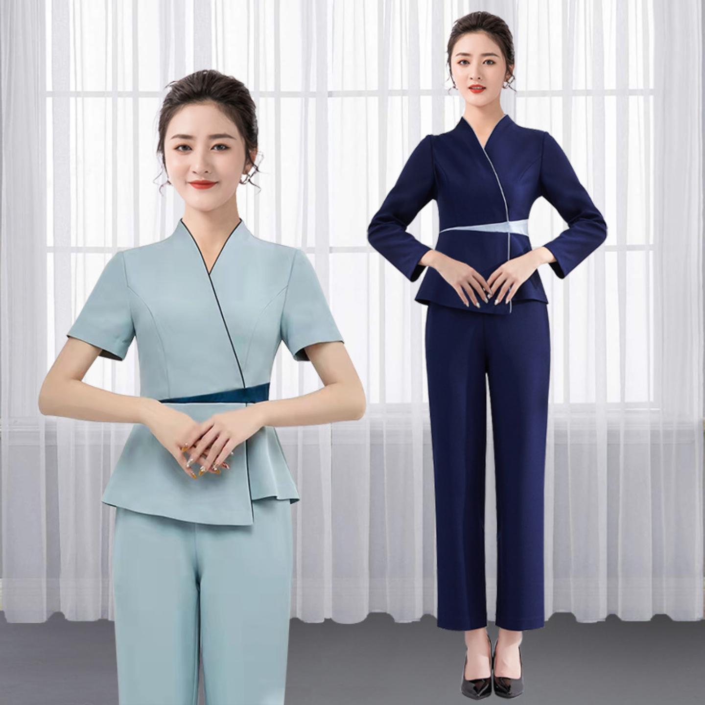 新款美容院美容师工作服足浴技师