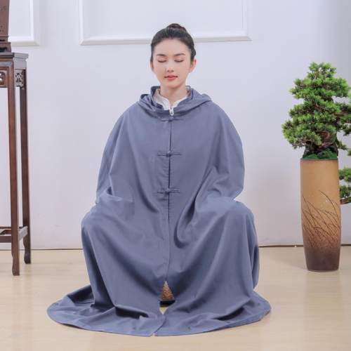 棉麻单层打坐披风禅修斗篷男女